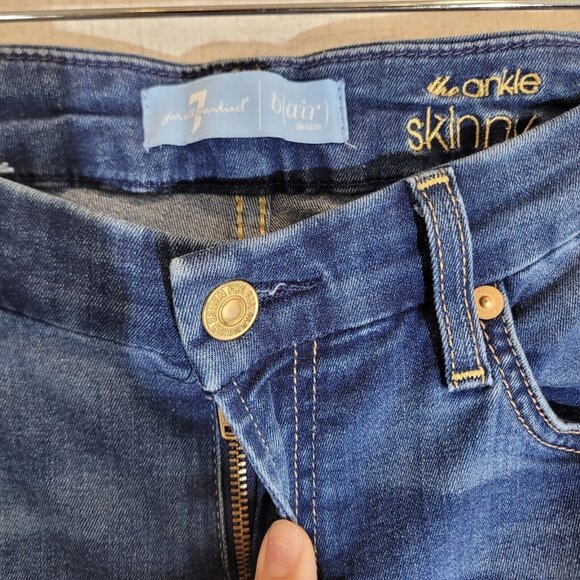 7 For All Mankind Jeans Womens 28 The Ankle Skinny Medium Wash Denim Stretch - Picture 7 of 9